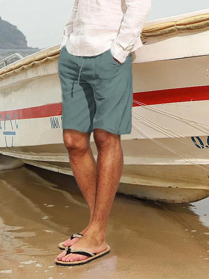 Cotton Hemp Multi-Pocket Drawstring Shorts