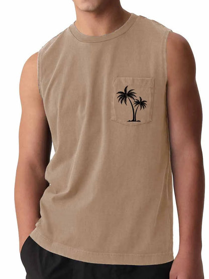 Hawaiian Beach Pocket Coconut Print Vest