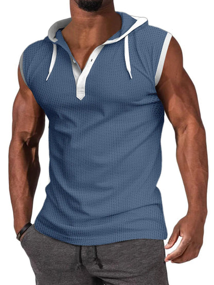Waffle Hooded Sleeveless Tank Top