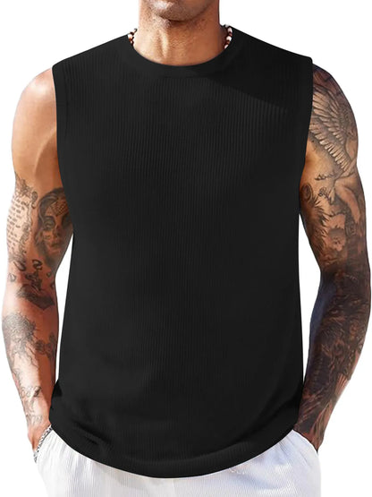 Ribbed Round Neck Sleeveless Vest