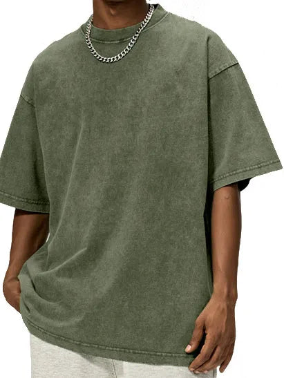 Vintage Washed And Distressed Cotton T-Shirt