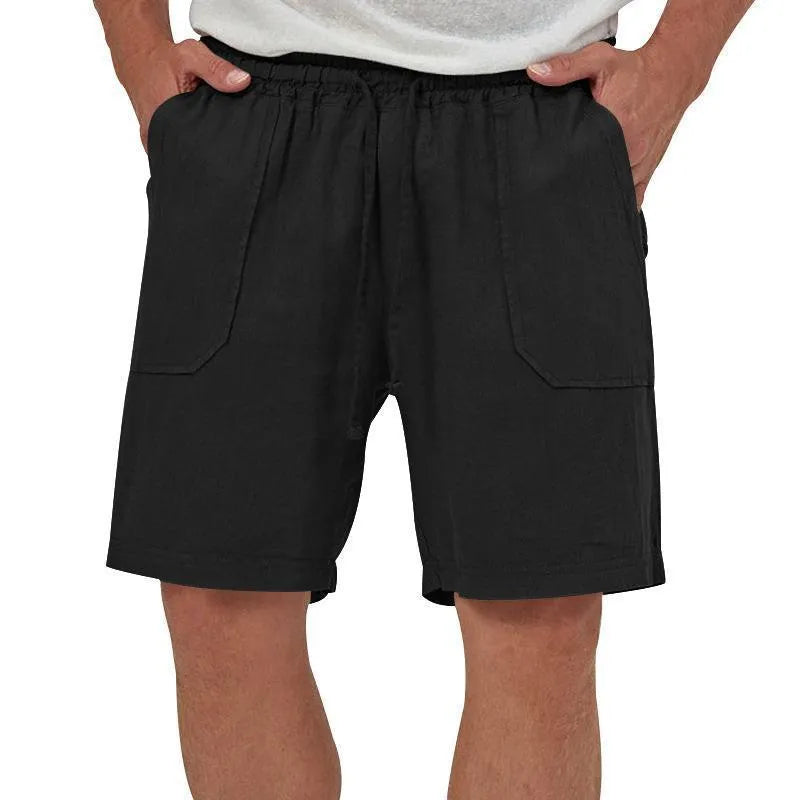 Solid Color Cotton And Linen Loose Three-Quarter Shorts