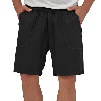 Solid Color Cotton And Linen Loose Three-Quarter Shorts