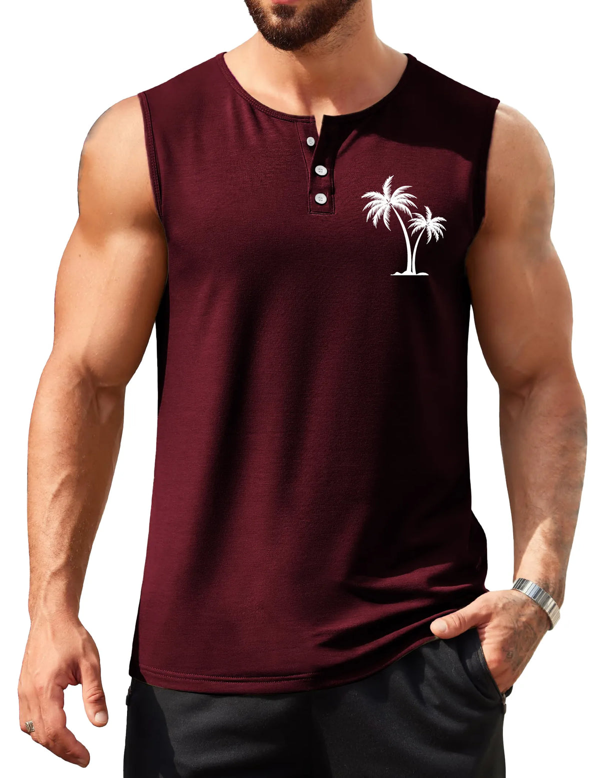 Sports Coconut Print Sleeveless Vest