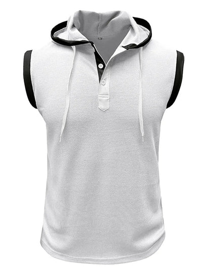 Waffle Hooded Sleeveless Tank Top