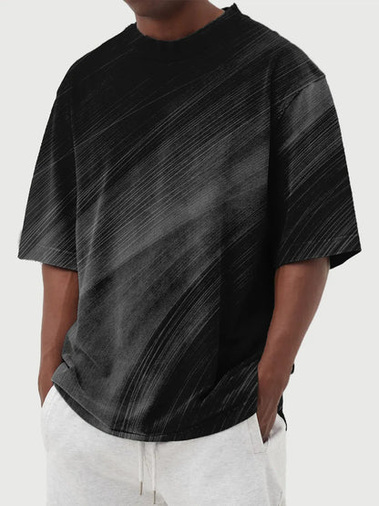 Gradient Line Print Short Sleeve T-Shirt