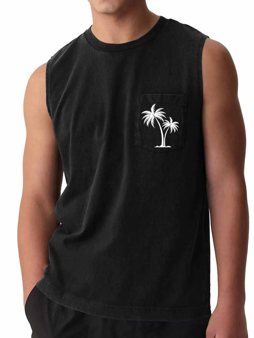 Hawaiian Beach Pocket Coconut Print Vest