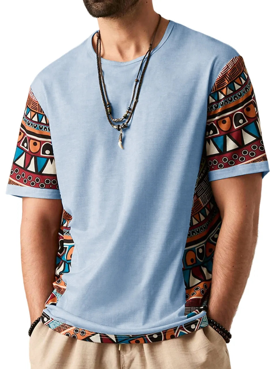 Retro Ethnic Print Short Sleeve T-Shirt