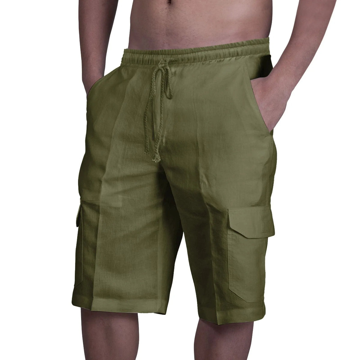Linen Multi-Pocket Beach Shorts